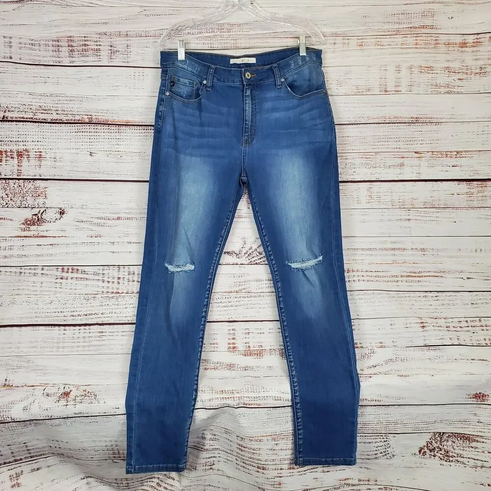 Kancan Logan Distressed Skinny Jeans Curvy Comfy Stretchy Cozy Denim Size 15/31